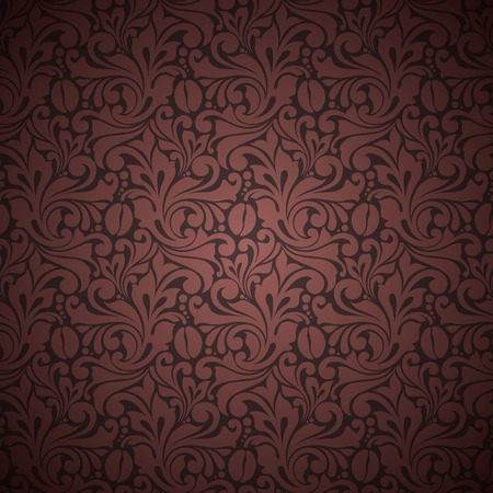 Seamless pattern with ornament and coffee beans. Vector backgroundのイラスト素材