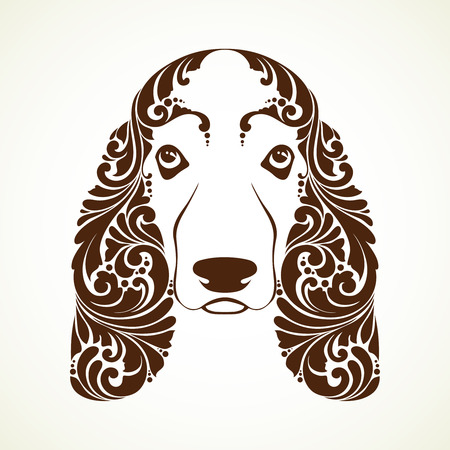 Ornamental decorative dog. Basset Hound. Vector illustrationのイラスト素材