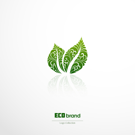 Green leaf nature vector design. Ornate green leaf iconのイラスト素材