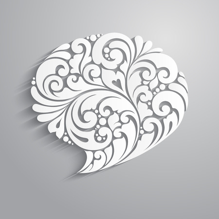 Ornamental decorative speech bubble icon. Social network talk symbol. Vector patterned illustrationのイラスト素材