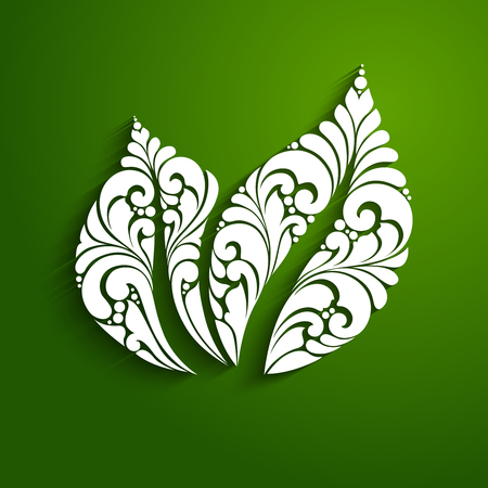 Decorative ornate leaf icon vector illustration, ecology design.のイラスト素材