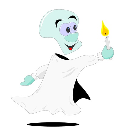 A cartoon illustration of a ghost holding a candleのイラスト素材