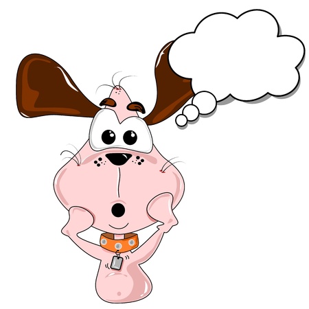 A cartoon dog looking shocked & worried with thought bubbleのイラスト素材