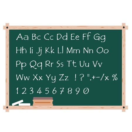 A green chalkboard with duster chalk & textのイラスト素材