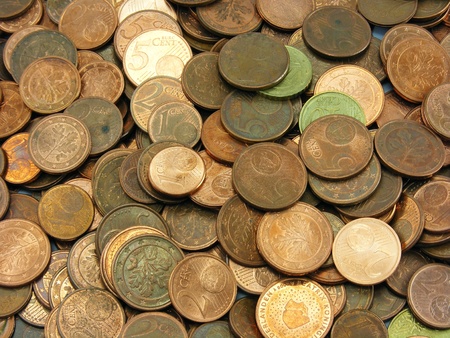 A background image of coins - euro currency