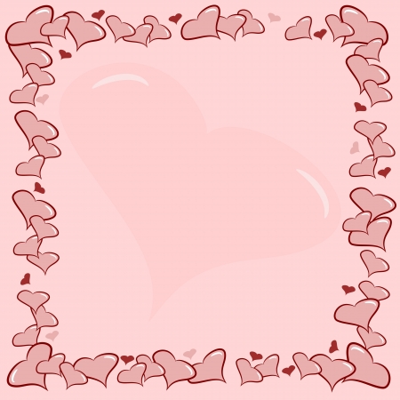 Pink love hearts border frame with copy spaceのイラスト素材