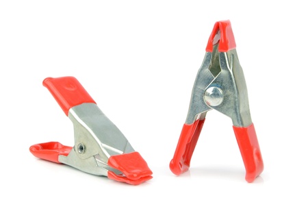 Rubber nosed clamp grips on white background