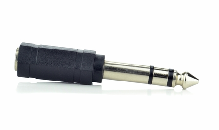 A headphone jack plug adapter on a white background