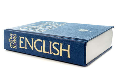 NIEDERSACHSEN, GERMANY NOVEMBER 07, 2021: A blue hard back copy of The Collins English Dictionary isolated on a white backgroundのeditorial素材