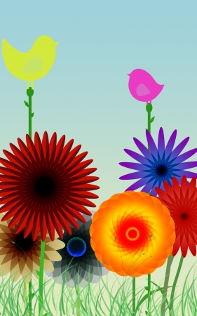 flower with birdsの写真素材