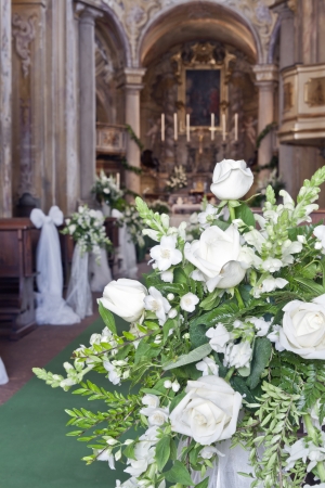 wedding decoration in a churchの写真素材