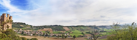 castle in the valley panoramaの写真素材