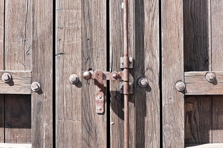 wooden door with studsの写真素材