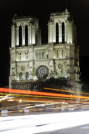 light trails in parisの写真素材
