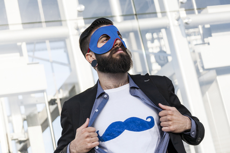 young hipster superheroの写真素材