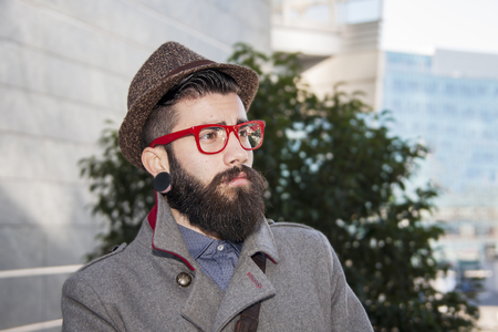 portrait of young hipster businessmanの写真素材