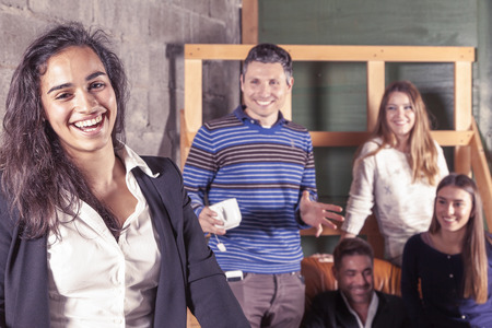 team of young businesspeople working together