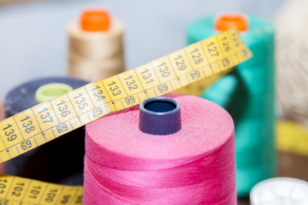 colorful thread spools used in fabric and textile industry