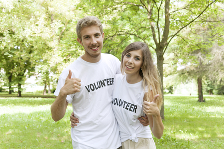 couple of teenagers volunteeringの写真素材