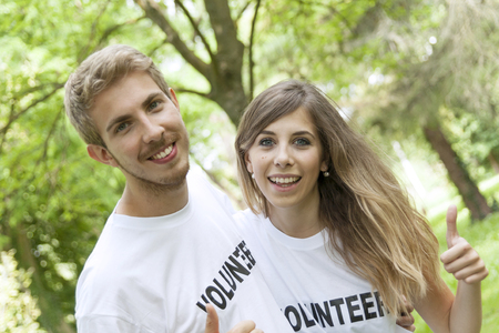 couple of teenagers volunteeringの写真素材