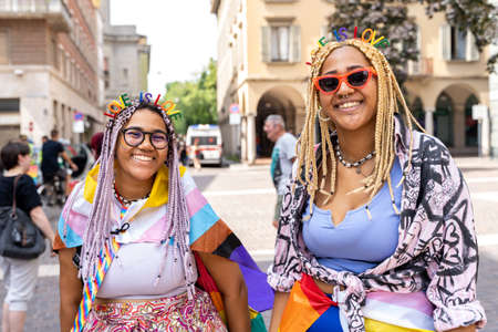 CREMONA, ITALY - JUNE 2022: Gay Pride Parade. People flock to the streets in demonstrations to...