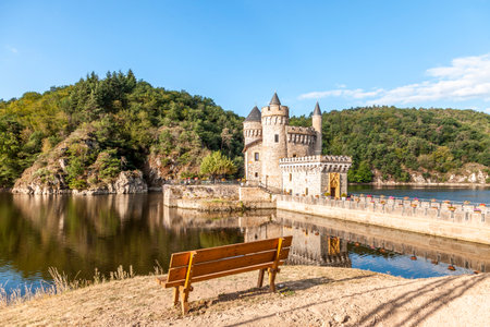 view of the magnificent castle Chateau de la Roche in the Loire Valley in Normandy.のeditorial素材