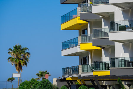 Luxurious residential building in the south of Turkey. Fragment of a building.の写真素材