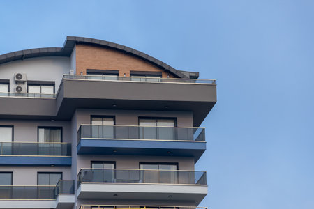 Modern multi-apartment residential building. New multi-storey residential building.の写真素材