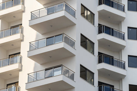 Fragment of a modern residential building. New apartment building.の写真素材