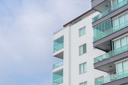 Residential apartment building. Detail of a residential building. urban architecture.の写真素材