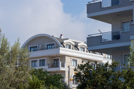 Residential area with modern architecture of the southern city. city real estate.の写真素材
