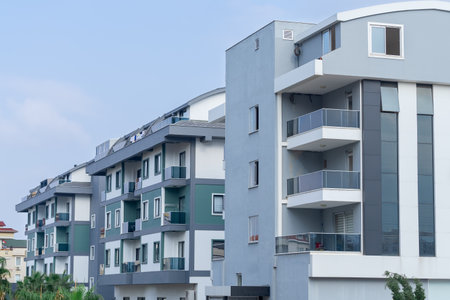 A number of freshly built residential low-rise buildings.の写真素材
