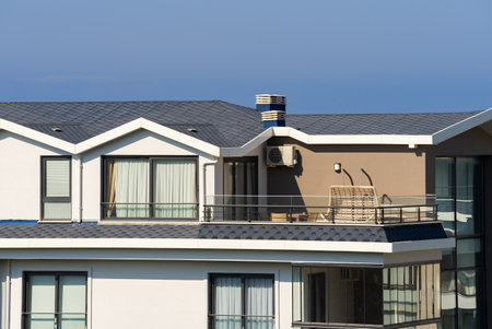 Top floor of an apartment building. residential building.の写真素材