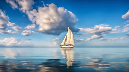 Sailing boat on the high seas. sailing trips.の素材