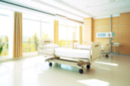 Abstract blurred background of modern hospital room.の写真素材