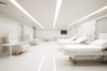 Abstract blurred background of modern hospital room.の写真素材