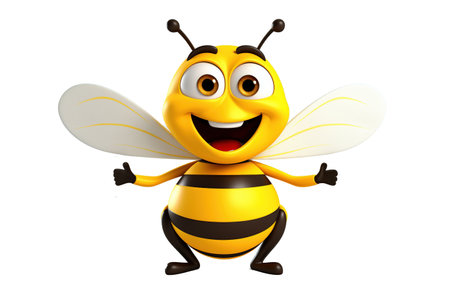 Funny bee on a transparent background. AI generated.の素材
