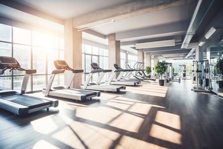 modern gym interior. a fitness center. Empty room. generated with AI.の素材