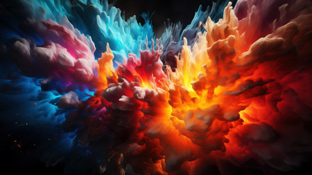 abstract background. Colorful vibrant liquid explosion. AI generated.の素材
