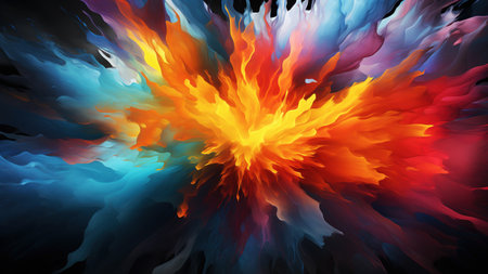 abstract background. Colorful vibrant liquid explosion. AI generated.の素材