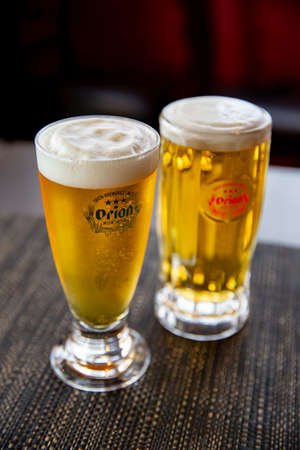Tap beer in the traditional Japanese ramen restaurantのeditorial素材