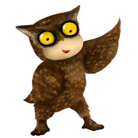 Illustration of kid in animal costume, kid in owl costumeの写真素材