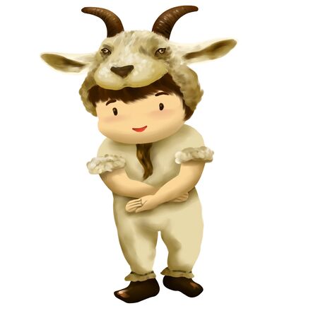Illustration of kid in animal costume, kid in gost costumeの写真素材