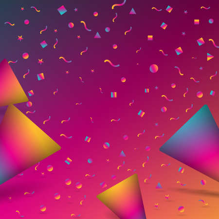 celebration background concept. confetti background. gradient background. triangle, square, star,...