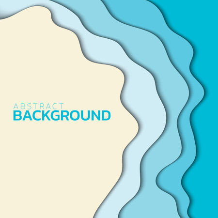 Paper cut background. Abstract sea wave background. blue paper cut waves. beach and sea wave concept.のイラスト素材