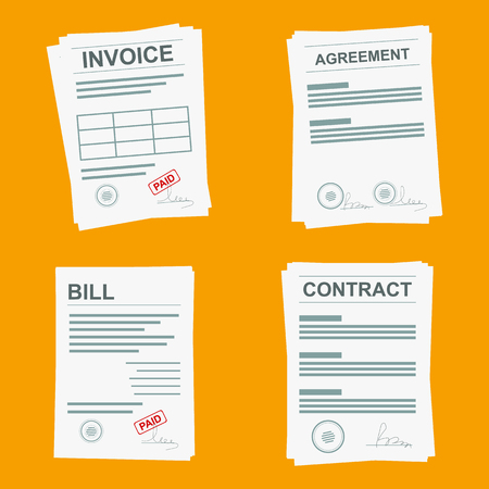 business file set isolated on orange backdropのイラスト素材