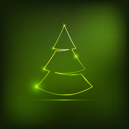Christmas tree neon lights isolated on gradient backgroundのイラスト素材