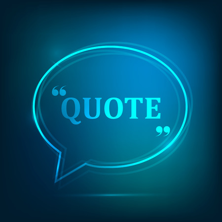 Speech bubble with quotes neon light style. Vectorのイラスト素材