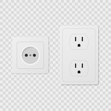Power socket set isolated on chess backgroundのイラスト素材