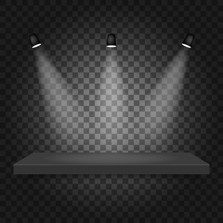Spotlights shine on the platform. Vector illustrationのイラスト素材